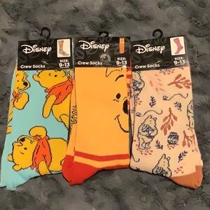 Disney Winnie the Pooh Colorful Crew Socks Trio